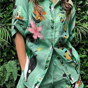 Oversized Floral Print Shirt and Short set